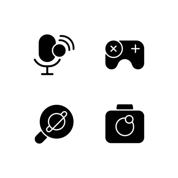 Κινητό Interface Μαύρο Glyph Εικονίδια Που Λευκό Χώρο Έξυπνος Προσωπικός — Διανυσματικό Αρχείο