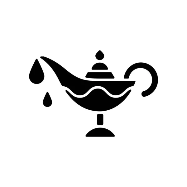 Ikona Černého Glyfu Lampy Ramadánská Tradiční Věc Každý Drží Domě — Stockový vektor