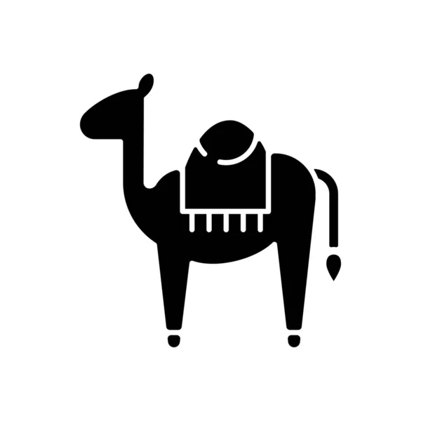Icône Glyphe Noir Chameau Grand Animal Avec Deux Sacs Eau — Image vectorielle