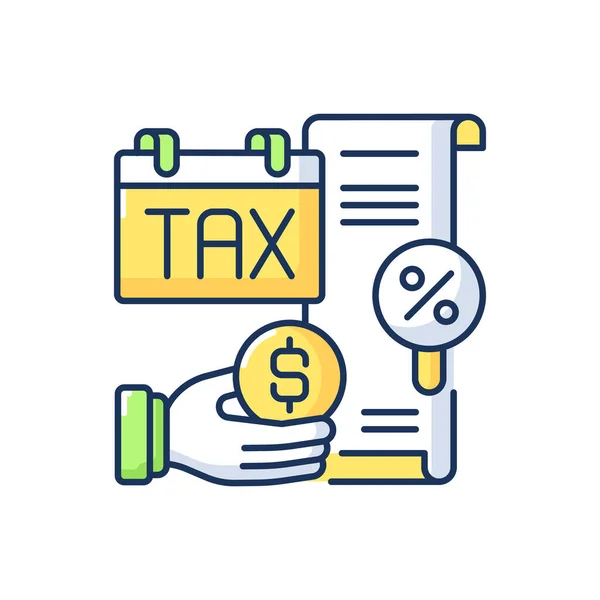 Belastingen Betalen Rgb Kleur Pictogram Financiële Verplichtingen Economisch Beheer Belastingbeleid — Stockvector