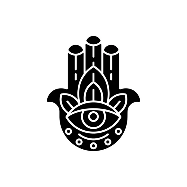 Символ Черного Знака Хамсы Руки Рука Господа Глаз Посередине Пять — стоковый вектор