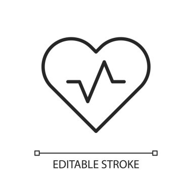 Sağlık ve Sıhhat uygulaması pikseli mükemmel doğrusal simge. Fitness bilgileri kontrol altında. İnce çizgi özelleştirilebilir illüstrasyon. Contour sembolü. Vektör izole çizim. Düzenlenebilir vuruş