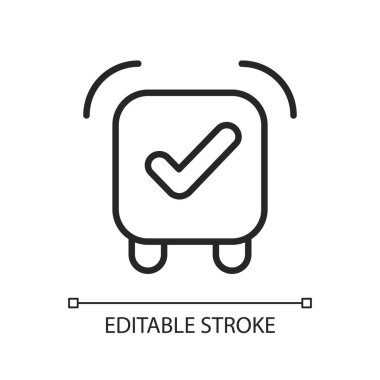 Alarm saati uygulaması piksel mükemmel doğrusal simge. Belirtilen saatte uyarılıyor. Uyku programı normale dönüyor. İnce çizgi özelleştirilebilir illüstrasyon. Contour sembolü. Vektör izole çizim. Düzenlenebilir vuruş