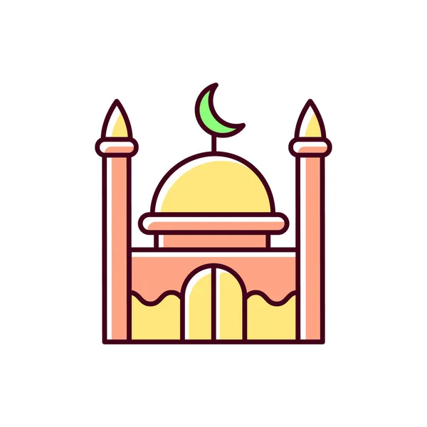 Mosque Rgb Color Icon Place Worship Muslims Facilities Minarets Which — Stock Vector
