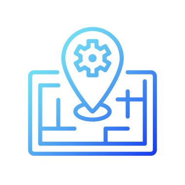 Akıllı haritalama teknolojisi gradyan doğrusal vektör simgesi. GPS uygulamasının konumu. Nesnelerin İnterneti. Akıllı alet. İnce çizgi renk sembolü. Modern tarz pictogram. Vektör izole çizimi