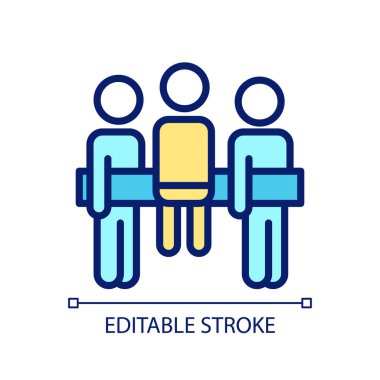 Sosyal mozaik pikseli mükemmel RGB renk simgesi. Grup sorumluluğu. İşbirliği süreci. İzole vektör çizimi. Basit bir çizgi çizimi. Düzenlenebilir felç. Kullanılan Arial yazı tipi