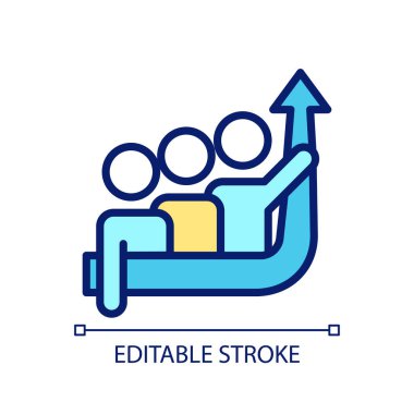 Genel hedef pikseli mükemmel RGB renk simgesi. Başarı için motivasyon. Grup gelişimi devam ediyor. İzole vektör çizimi. Basit bir çizgi çizimi. Düzenlenebilir felç. Kullanılan Arial yazı tipi