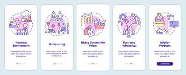 Mobil uygulama ekranında piyasa ekonomisi dezavantajları. Çizgisel kavramlarla dolu 5 aşamalı grafik talimatları. UI, UX, GUI şablonu. Kullanılan sayısız Pro-Kalın, Düzenli yazı tipleri