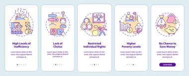 Mobil uygulama ekranında merkezi planlanmış ES dezavantajları. Çizgisel kavramlarla dolu 5 aşamalı grafik talimatları. UI, UX, GUI şablonu. Kullanılan sayısız Pro-Kalın, Düzenli yazı tipleri