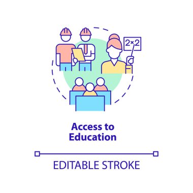 Eğitim konsepti ikonuna erişim. Merkezi planlanmış ES avantajları soyut fikir ince çizgi çizimi. İzole bir taslak çizim. Düzenlenebilir felç. Arial, Myriad Pro-Kalın yazı tipleri