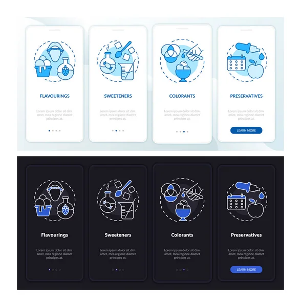 Lebensmittelzusatzstoffe Tag Und Nacht Auf Dem Bildschirm Der Mobilen App — Stockvektor