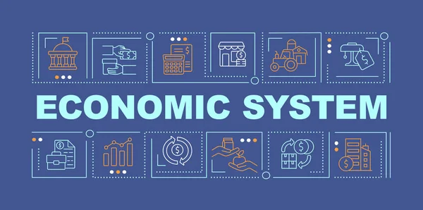 Conceitos Palavra Sistema Econômico Bandeira Azul Escuro Organização Distribuição Infográficos — Vetor de Stock