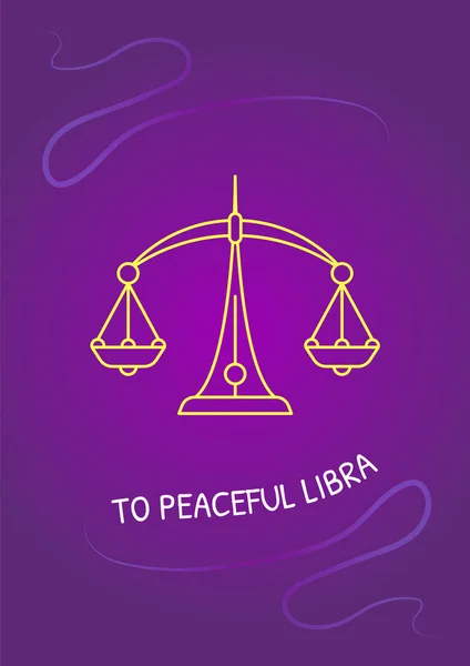 Вітання Мирній Листівці Libra Лінійною Іконою Гліфів Вітальна Листівка Декоративним — стоковий вектор