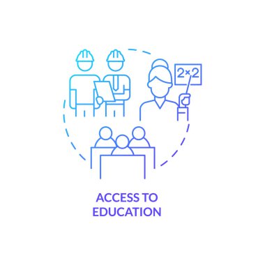 Eğitime erişim mavi gradyan konsept simgesi. Merkezi planlanmış ekonomi sistemi soyut fikir ince çizgili illüstrasyondan yararlanır. İzole bir taslak çizim. Kullanılan sayısız Pro-Kalın yazı tipi