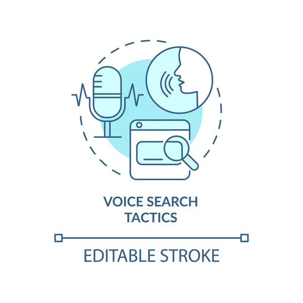 Voice Search Taktika Tyrkysová Koncept Ikona Seo Optimalizace Marketing Trend — Stockový vektor