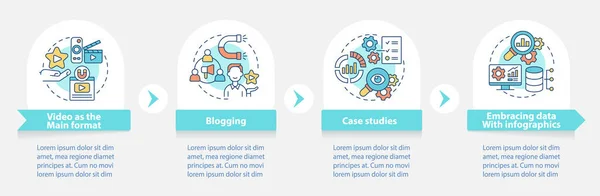 Tartalom Marketing Trendek Kerek Infografikai Sablon Adatvizualizáció Lépésben Folyamat Idővonal — Stock Vector