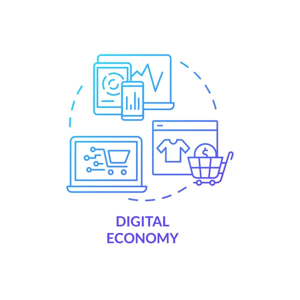 Digital Ekonomi Blå Gradient Koncept Ikon Elektronisk Handel Marknadsstrategi Ekonomi — Stock vektor
