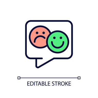 Müşteri incelemesi pikseli mükemmel RGB renk simgesi. Müşteri görüşü ve görüşü. İnternetten alışveriş. İzole vektör çizimi. Basit bir çizgi çizimi. Düzenlenebilir felç. Kullanılan Arial yazı tipi