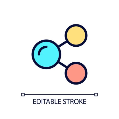 Sosyal medya paylaşımı pikseli mükemmel RGB renk simgesi. Pazarlama stratejisi ve terfi. İnternetteki mağaza. İzole vektör çizimi. Basit bir çizgi çizimi. Düzenlenebilir felç. Kullanılan Arial yazı tipi