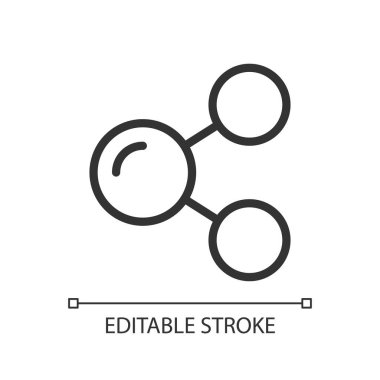 Sosyal medya paylaşımı pikseli mükemmel doğrusal simge. Pazarlama stratejisi ve terfi. İnternetteki mağaza. İnce çizgili çizim. Contour sembolü. Vektör çizimi. Düzenlenebilir felç. Kullanılan Arial yazı tipi