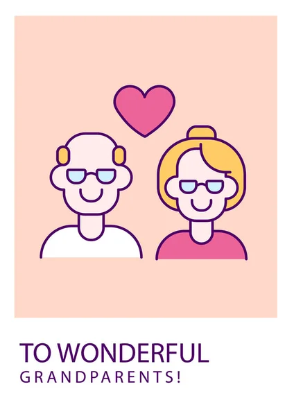 Los Abuelos Maravillosos Tarjeta Felicitación Con Elemento Icono Color Con — Vector de stock