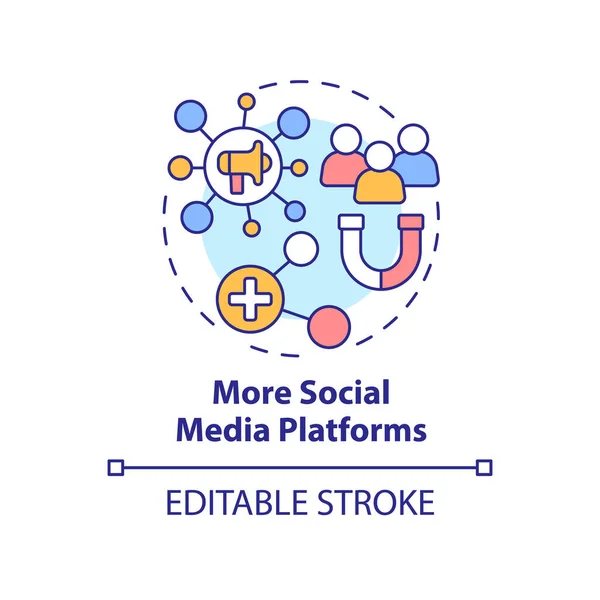 Más Plataformas Redes Sociales Icono Concepto Involucra Clientes Ilustración Abstracta — Vector de stock