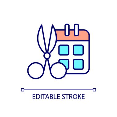 Düzenli bitki izleme ve RGB renk simgesini budama. Akıllı bahçıvanlık. Otomatik hasat. Kontrol otları. İzole vektör çizimi. Basit bir çizgi çizimi. Düzenlenebilir felç. Kullanılan Arial yazı tipi