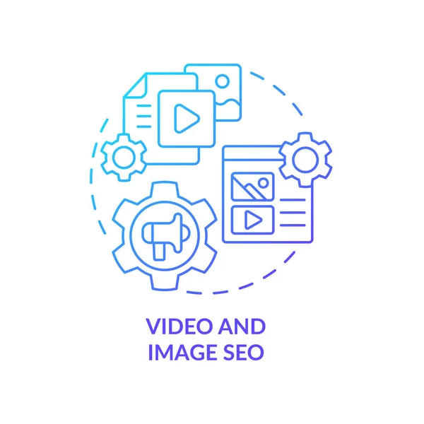 Wideo Obraz Seo Niebieski Gradient Koncepcja Ikona Produkt Promocyjny Digital — Wektor stockowy