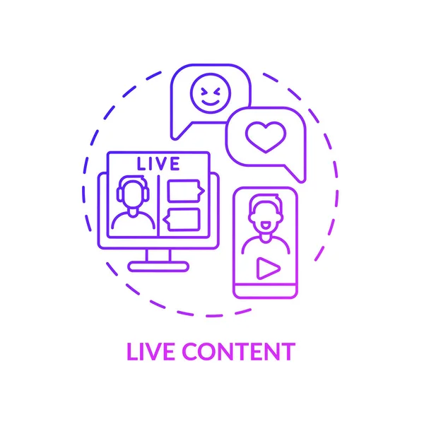 Live Content Purple Gradient Concept Icon Communication Audience Modern Marketing — Stock Vector