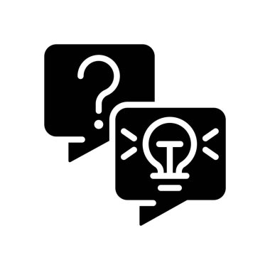 Sık sık sorulan sorular, siyah kabartma simgesi. Hizmet bilgisi ve politikası. Yardım masası. İnternetten alışveriş. Beyaz uzayda siluet sembolü. Piktogram sağlammış. Vektör izole illüstrasyonu