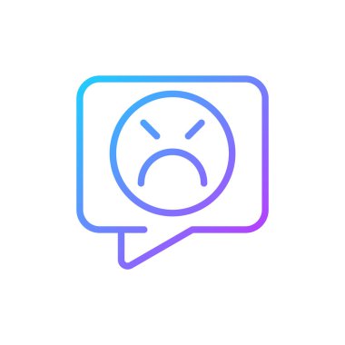 Doğrusal vektör simgesini şikayet et. Hizmette olumsuz geri bildirim. Memnun olmayan müşteri. İnternetten alışveriş. İnce çizgi renk sembolü. Modern tarz pictogram. Vektör izole çizimi