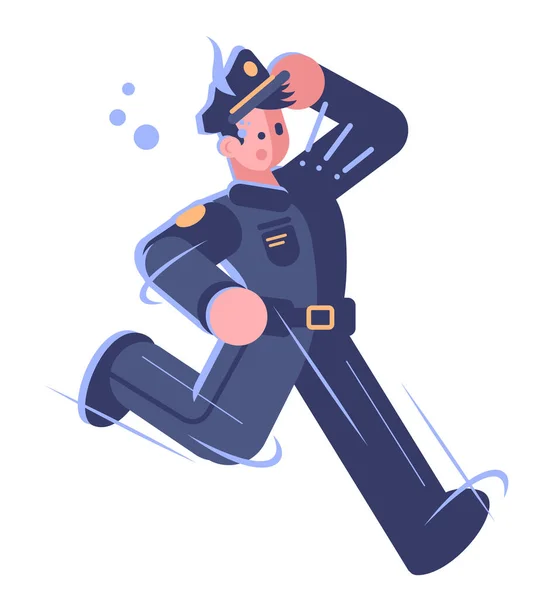 Polizist Job Semi Flache Rgb Farbvektorillustration Polizist Eile Isolierte Cartoon — Stockvektor