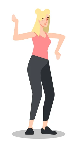 Полуплоская Цветовая Иллюстрация Rgb Танцующая Молодая Женщина Спортивной Одежде Изолированный — стоковый вектор