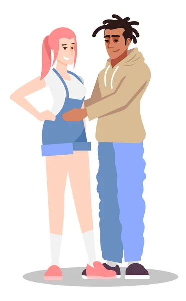 Gen Couple Semi Flat Rgb Color Vector Illustration Teenage Couple — Stock Vector