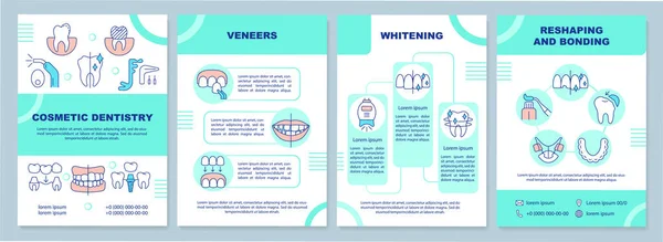 Kosmetische Zahnservice Minze Broschüre Vorlage Whitening Verfahren Faltblatt Design Mit — Stockvektor