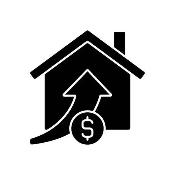 Rostoucí Ceny Nemovitostí Černá Ikona Glyfu Nemovitosti Prodej Pozemku Koupě — Stockový vektor
