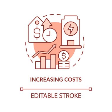 Artırmak turuncu konsept simgesine mal olur. Güç satın alma anlaşmasının dezavantajları soyut fikir ince çizgili illüstrasyon. İzole bir taslak çizim. Düzenlenebilir felç. Arial, Myriad Pro-Kalın yazı tipleri