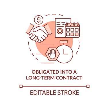 Uzun vadeli sözleşme turuncu konsept ikonu haline getirildi. PPA 'nın soyut ve ince çizgi çiziminin dezavantajları. İzole bir taslak çizim. Düzenlenebilir felç. Arial, Myriad Pro-Kalın yazı tipleri