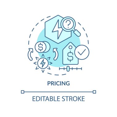 Turkuaz konsept simgesi fiyatlandırılıyor. Maliyet ve tüketim düzenlemeleri. PPA 'nın soyut fikir satışı ince çizgi çizimi. İzole bir taslak çizim. Düzenlenebilir felç. Arial, Myriad Pro-Kalın yazı tipleri