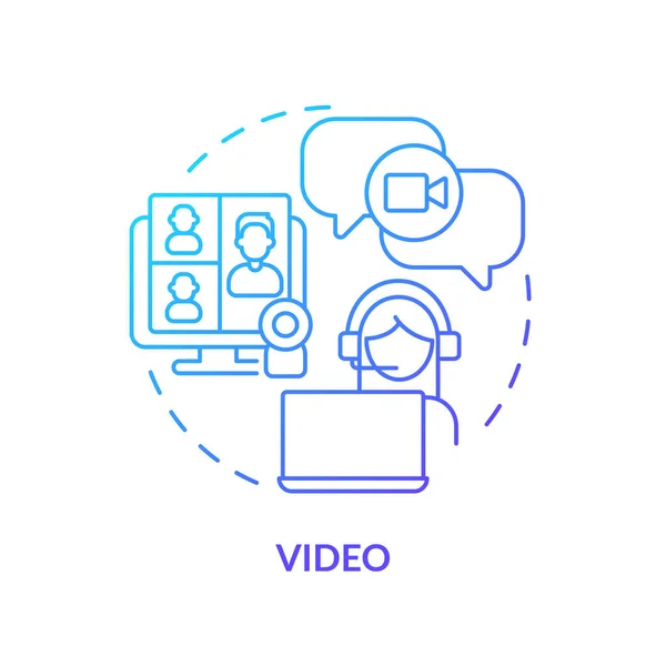 Ikona Konceptu Modrého Přechodu Videa Online Obchodní Konference Schůzka Funkce — Stockový vektor