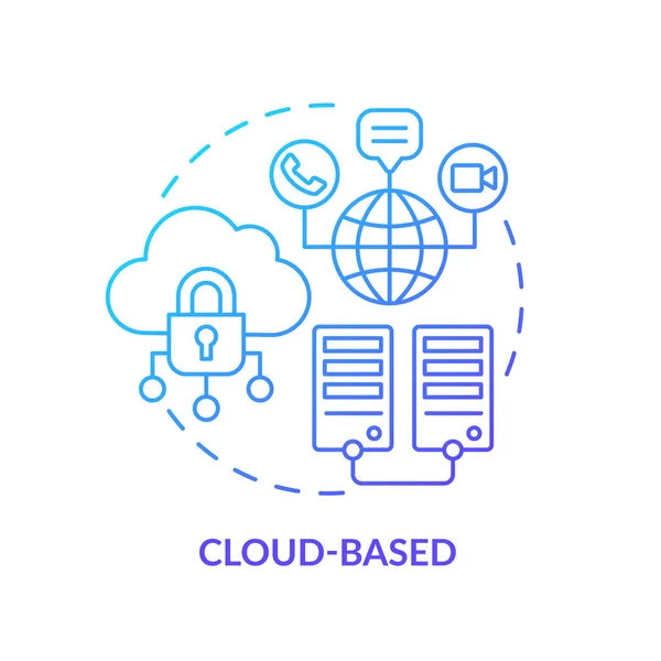 Cloud Based Blue Gradient Concept Icon Virtuální Databáze Komunikace Online — Stockový vektor