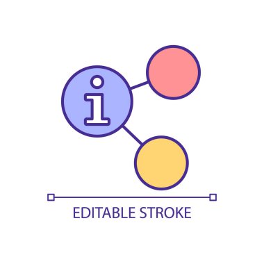 Bilgi ağı RGB renk simgesi. Dijital veri yayılıyor. Toplum binası. İletişim teknolojisi. İzole vektör çizimi. Basit bir çizgi çizimi. Düzenlenebilir felç. Kullanılan Arial yazı tipi