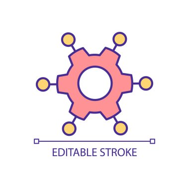 Dijital ağ RGB renk simgesi ayarı. Bilgi Teknolojisi Yönetimi. Toplum binası. İzole vektör çizimi. Basit bir çizgi çizimi. Düzenlenebilir felç. Kullanılan Arial yazı tipi