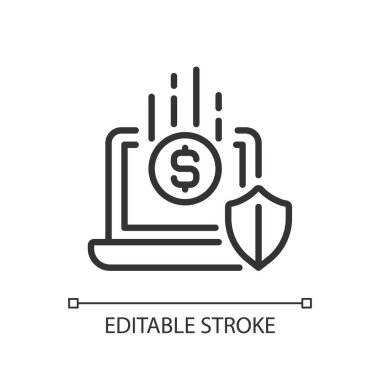 Bağış platformu pikseli mükemmel doğrusal simge. İnternetten bağış alıyormuş. Kâr amacı gütmeyen. İnce çizgili çizim. Contour sembolü. Vektör çizimi. Düzenlenebilir felç. Kullanılan Arial yazı tipi