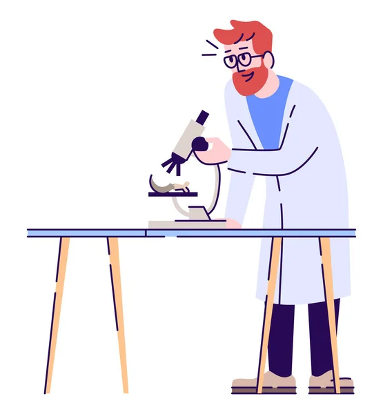 Amazed Laboratory Worker Microscope Semi Flat Rgb Color Vector Illustration — Stock Vector