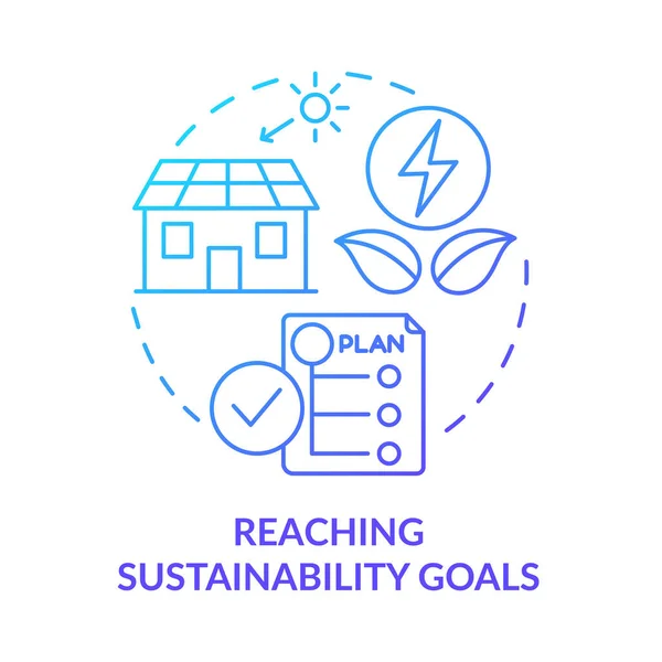 Das Erreichen Von Nachhaltigkeitszielen Blaues Gradienten Konzept Symbol Saubere Energienutzung — Stockvektor