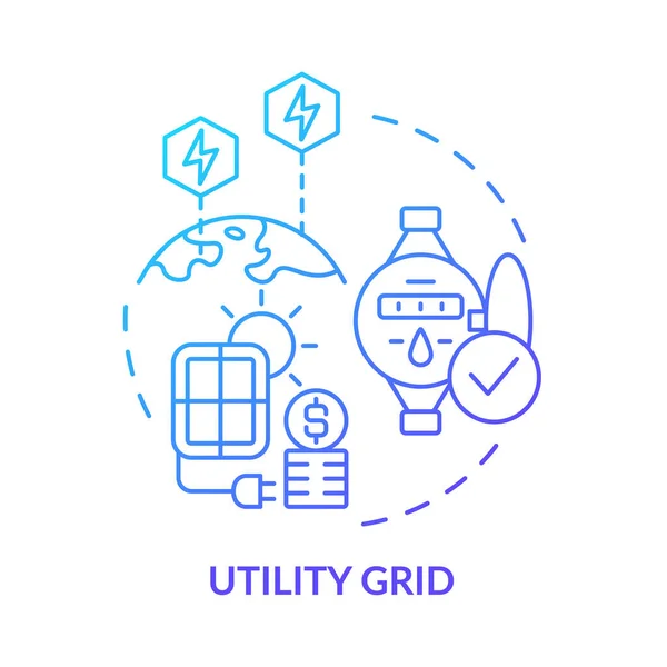 Utility Grid Blauw Gradiënt Concept Icoon Zonne Energie Technologie Power — Stockvector