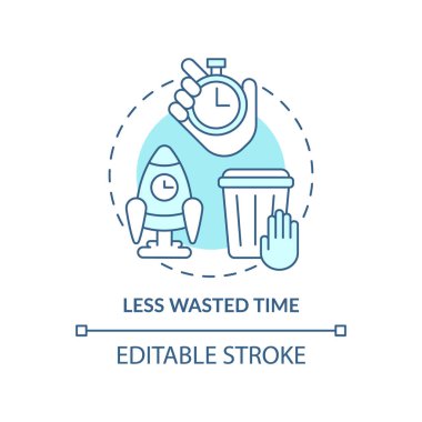 Daha az zaman harcayan turkuaz konsept simgesi. Daha hızlı kararlar. Banka soyut fikir çizgisi çiziminde BPA 'nın faydaları. İzole bir taslak çizim. Düzenlenebilir felç. Arial, Myriad Pro-Kalın yazı tipleri