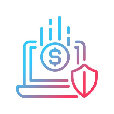 Platform gradyan doğrusal vektör ikonu toplanıyor. İnternetten bağış alıyormuş. Kitle fonlaması. Kâr amacı gütmeyen. İnce çizgi renk sembolü. Modern tarz pictogram. Vektör izole çizimi