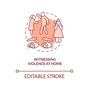 Terracotta konsept ikonunda şiddete tanık olmak. Fiziksel, psikolojik istismar soyut fikir ince çizgi çizimi. İzole bir taslak çizim. Düzenlenebilir felç. Arial, Myriad Pro-Kalın yazı tipleri